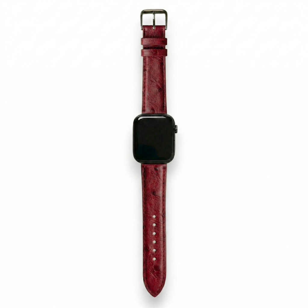 Bracelet de Montre Autruche Bordeaux