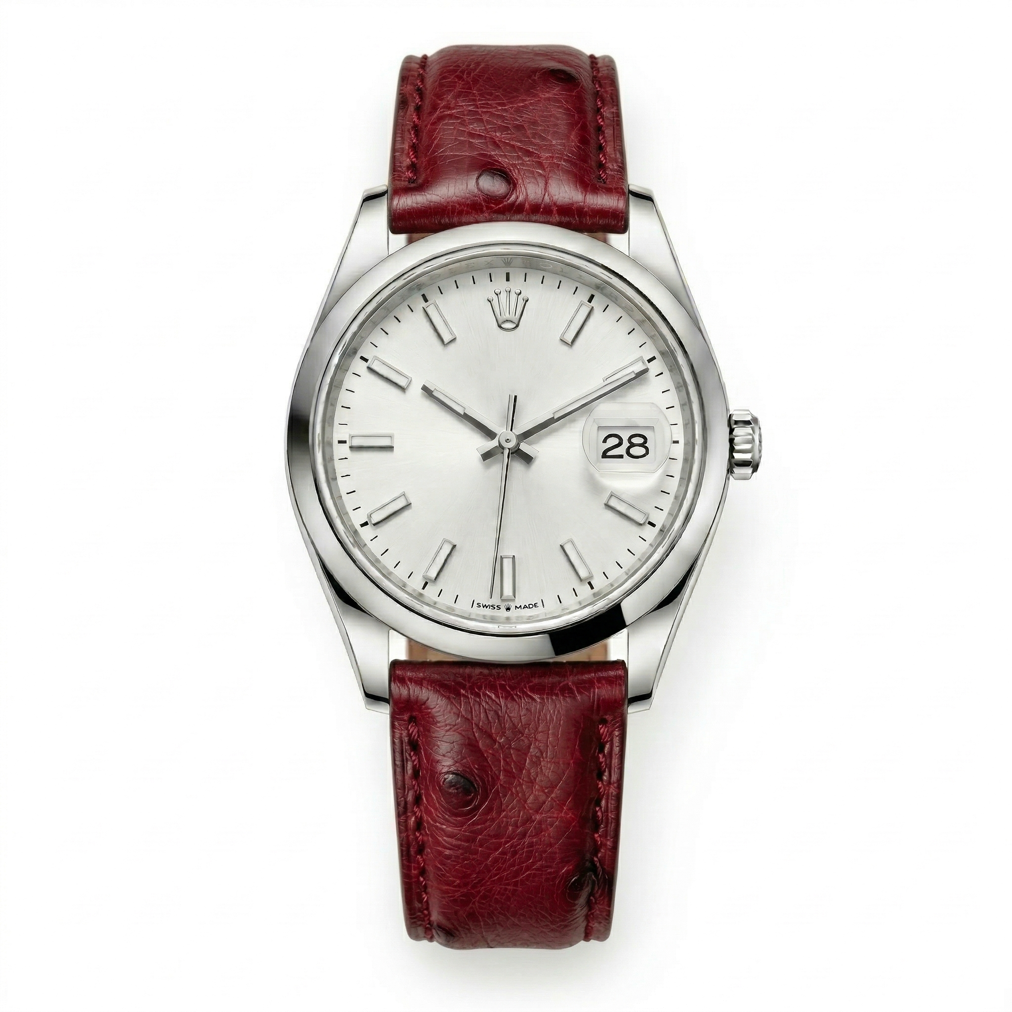 Bracelet de Montre Autruche Bordeaux