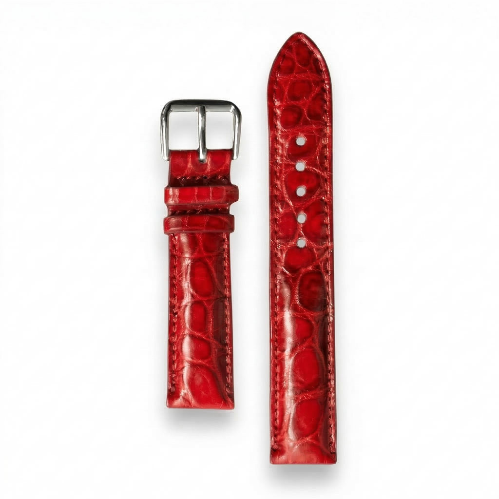 Bracelet de Montre Alligator Sauvage Rouge