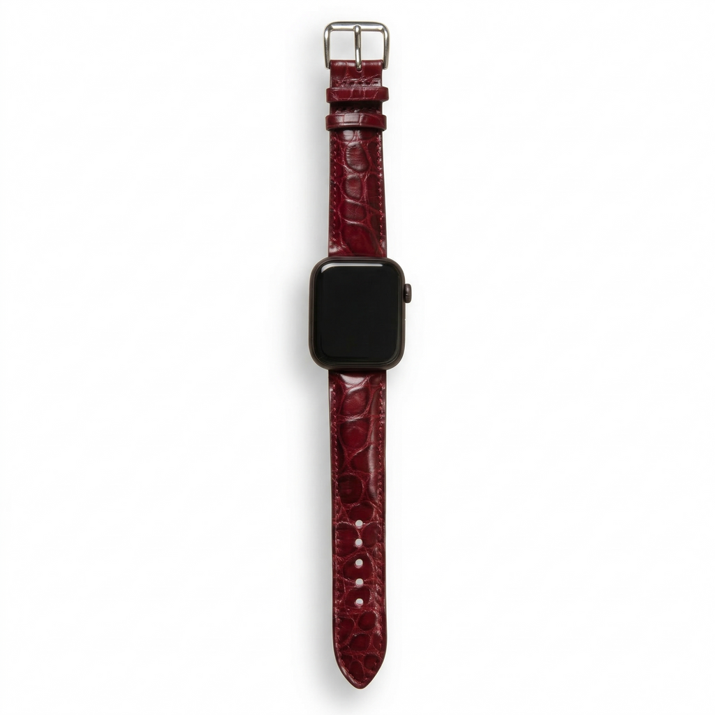 Bracelet de Montre Alligator Sauvage Bordeaux