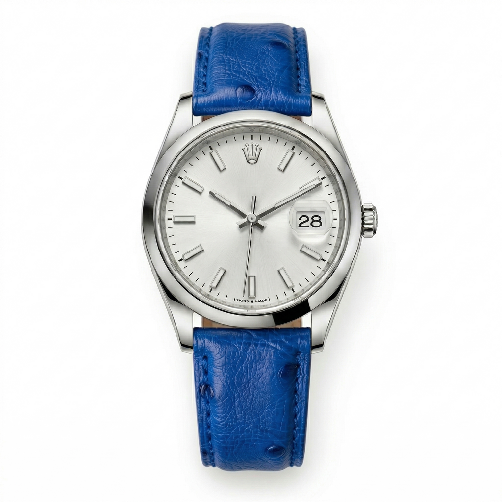 Bracelet de Montre Autruche Bleu Électrique