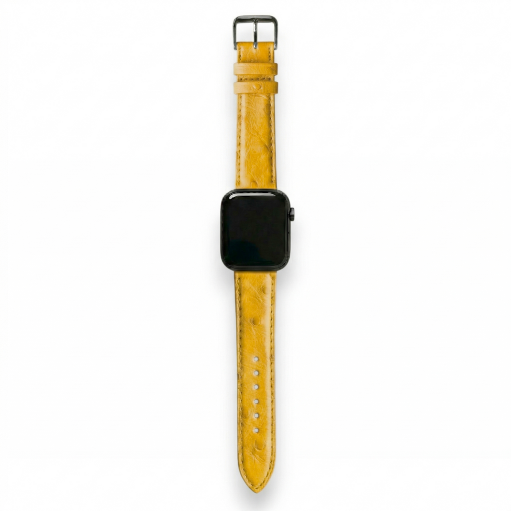 Bracelet de Montre Autruche Jaune