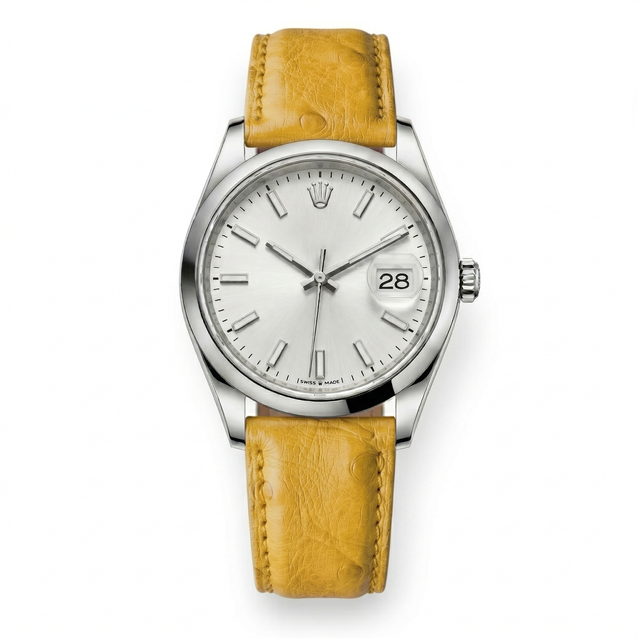 Bracelet de Montre Autruche Jaune