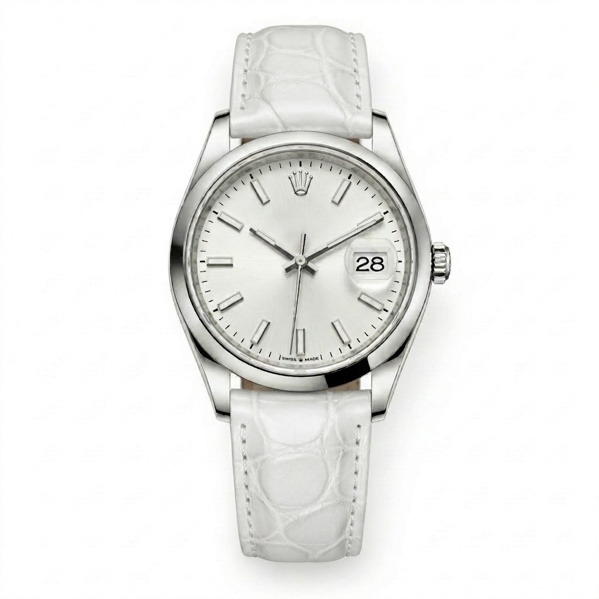 Bracelet de Montre Alligator Sauvage Blanc