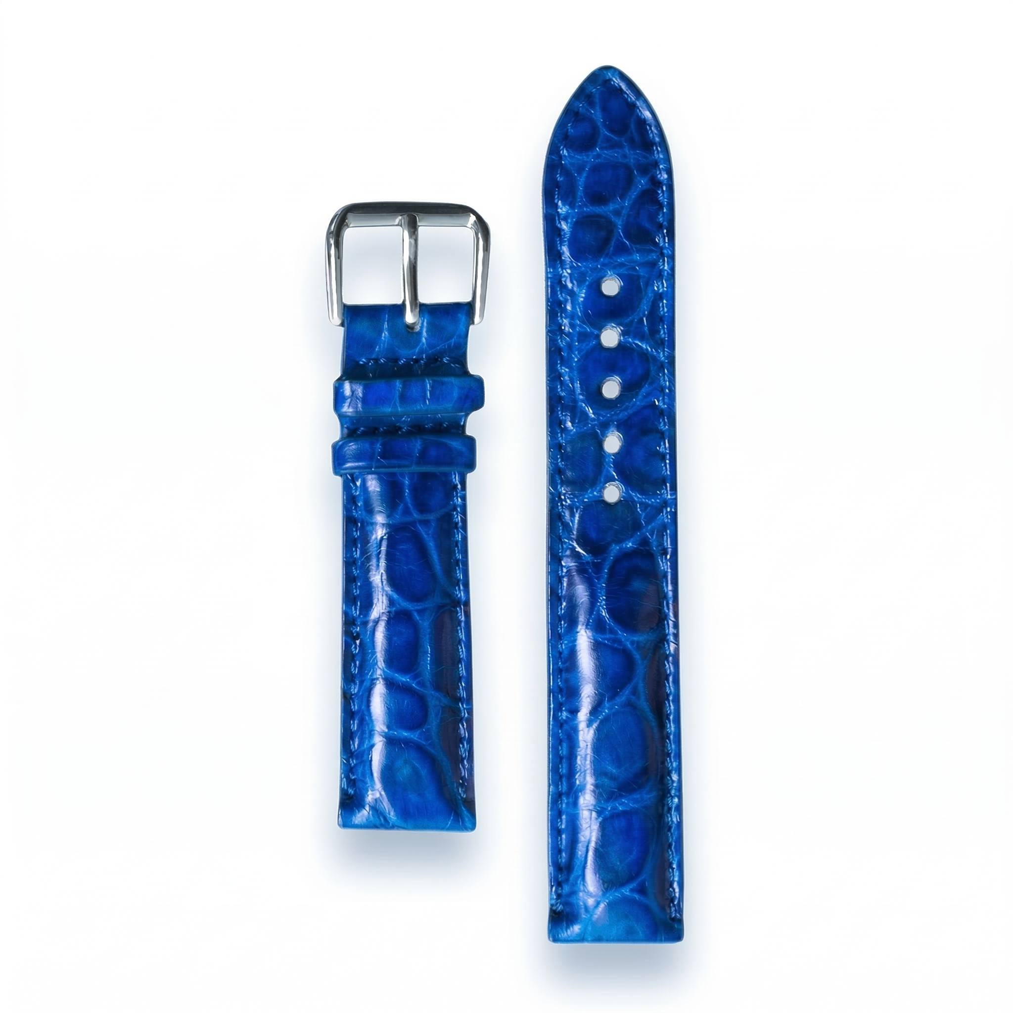 Bracelet de Montre Alligator Sauvage Bleu Électrique