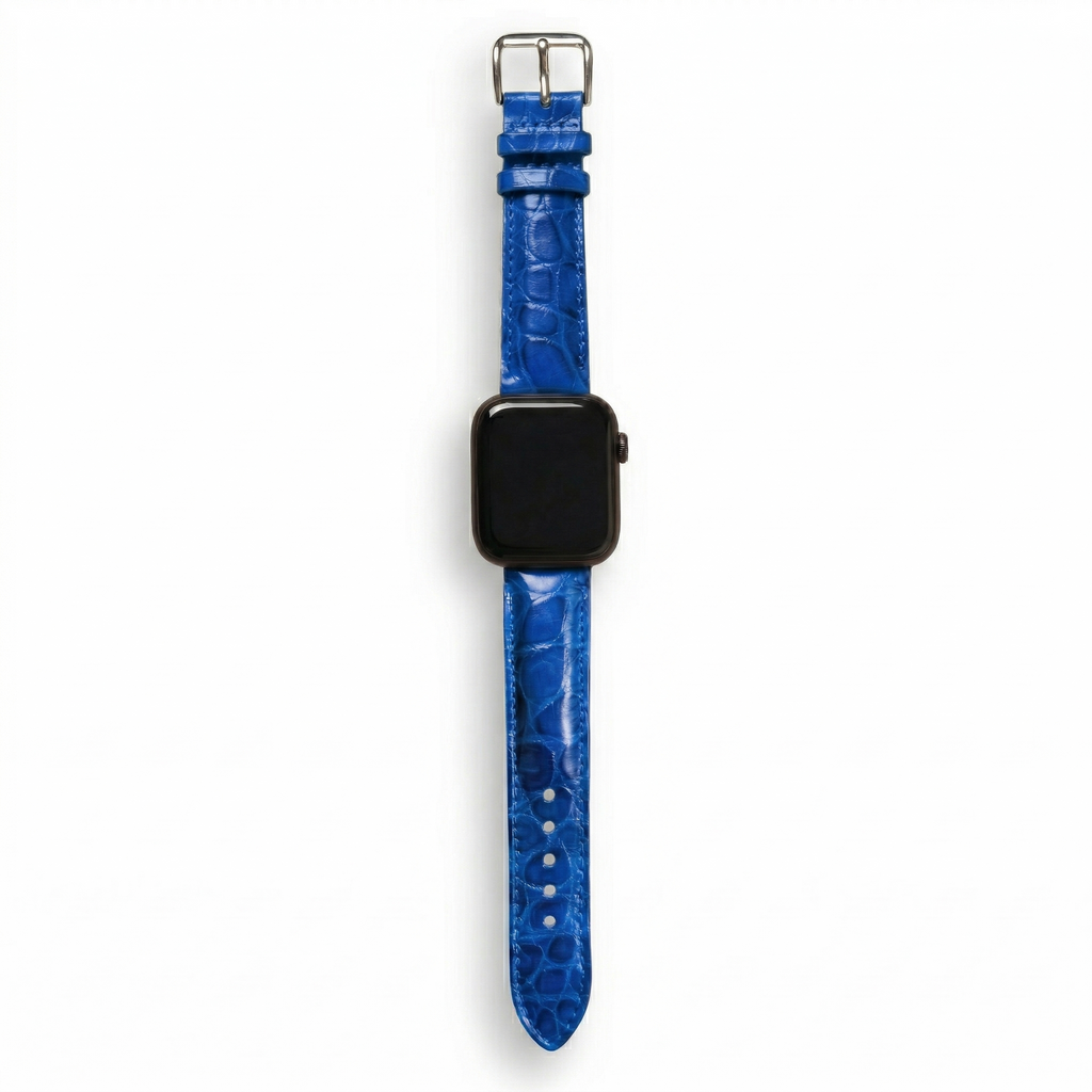 Bracelet de Montre Alligator Sauvage Bleu Électrique