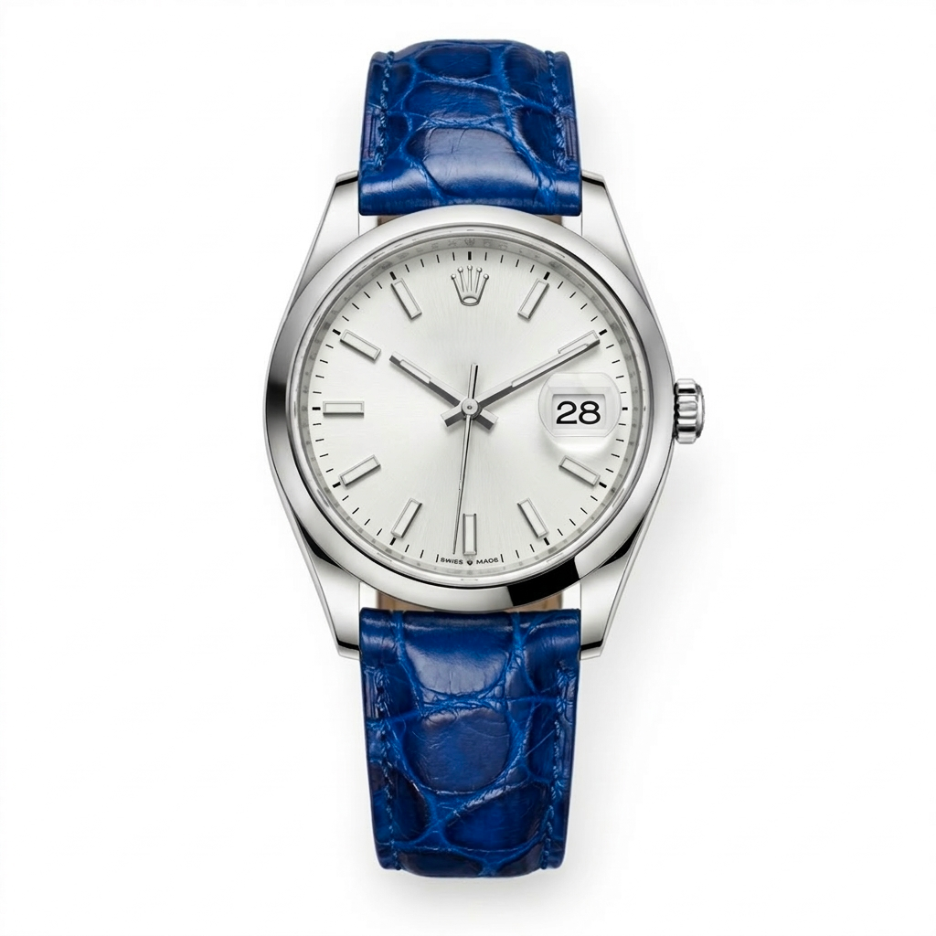 Bracelet de Montre Alligator Sauvage Bleu Électrique