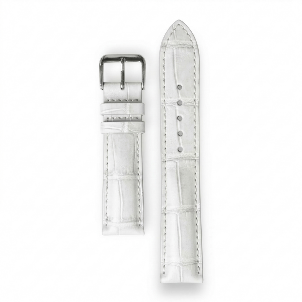 Bracelet de Montre Alligator Lisse Blanc