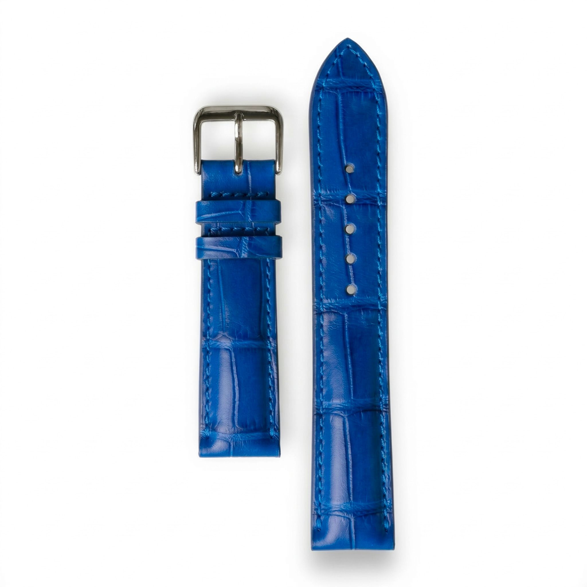 Bracelet de Montre Alligator Lisse Bleu Électrique