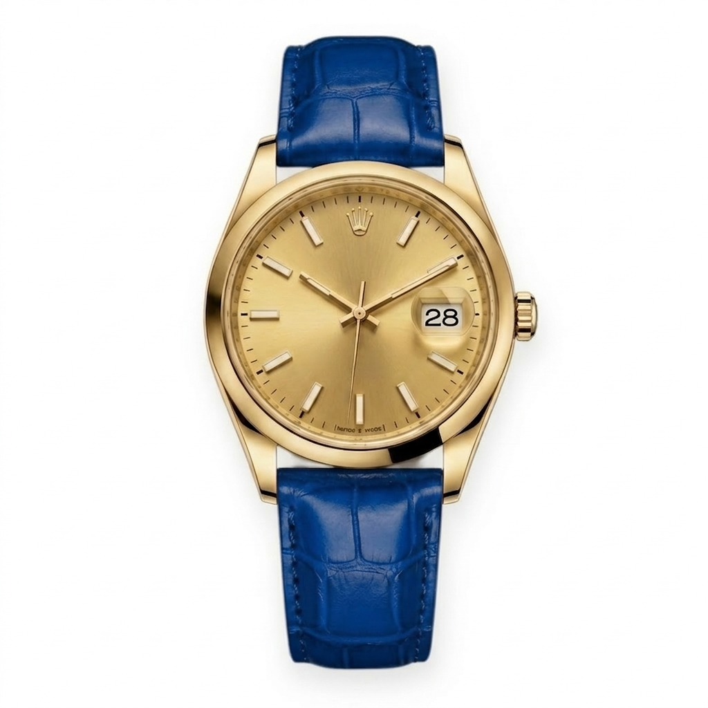 Bracelet de Montre Alligator Lisse Bleu Électrique