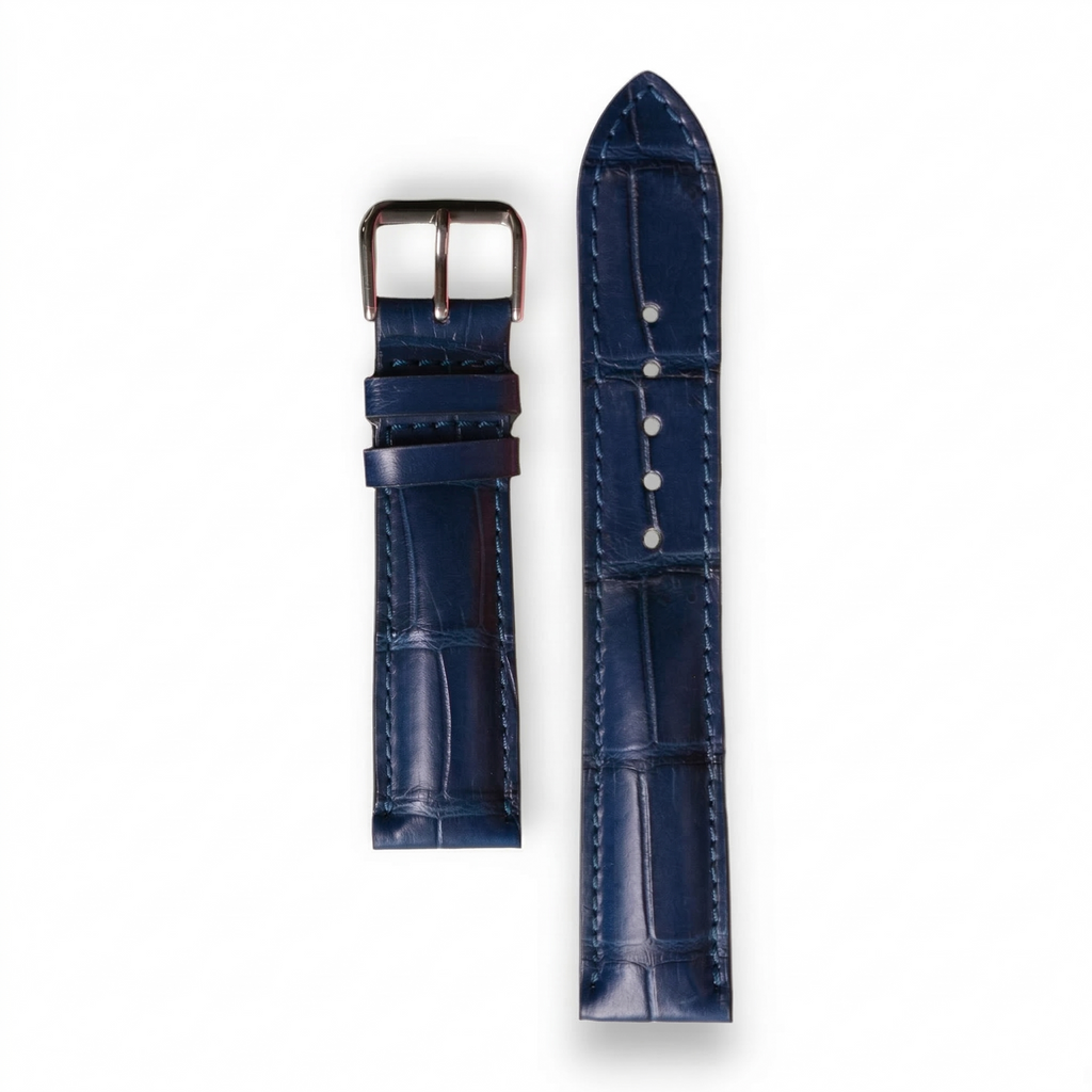 Bracelet de Montre Alligator Lisse Bleu Minuit