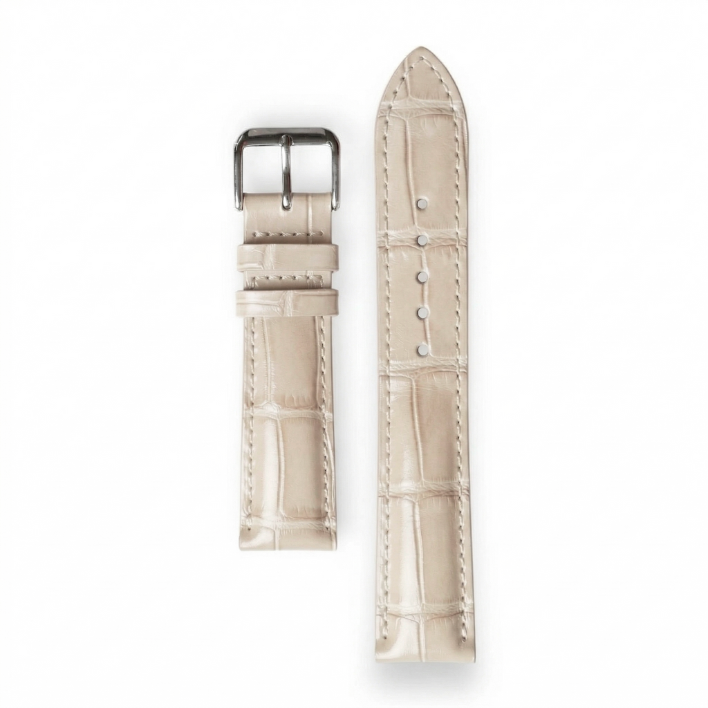 Bracelet de Montre Alligator Lisse Crème