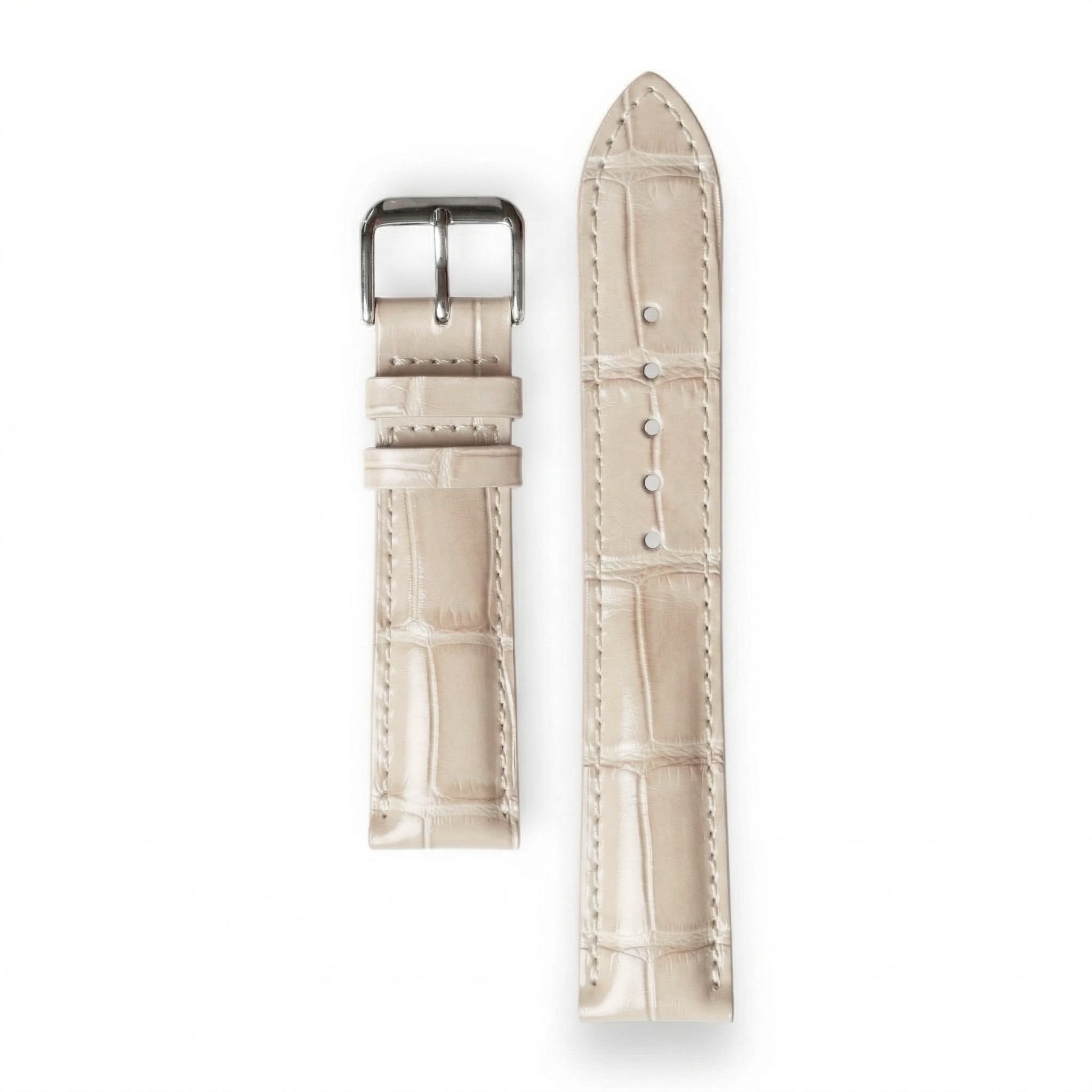 Bracelet de Montre Alligator Lisse Crème