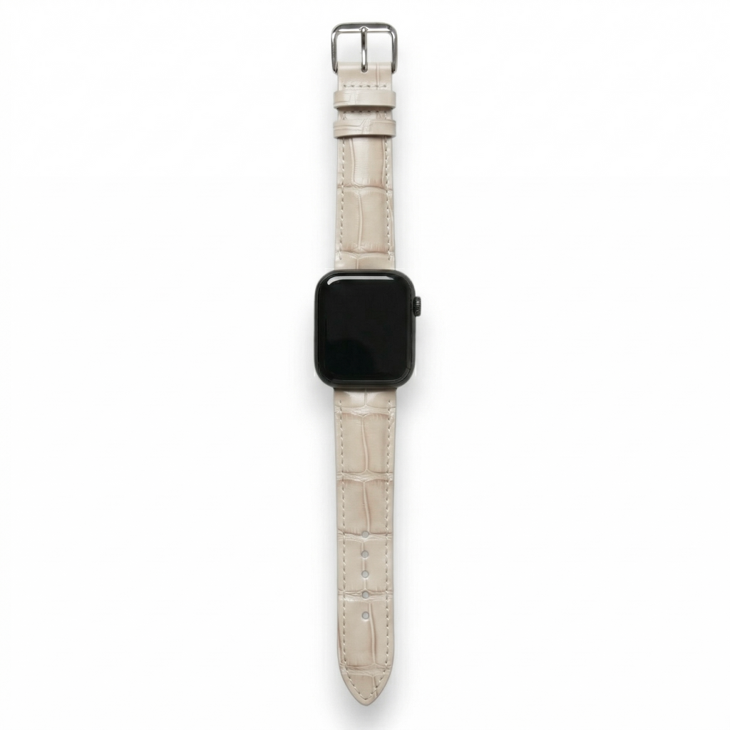 Bracelet de Montre Alligator Lisse Crème