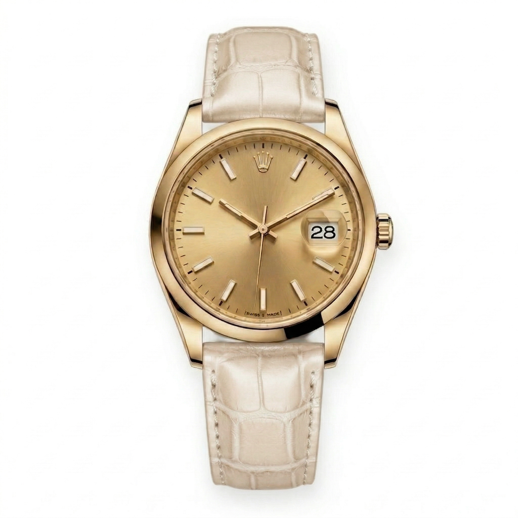 Bracelet de Montre Alligator Lisse Crème