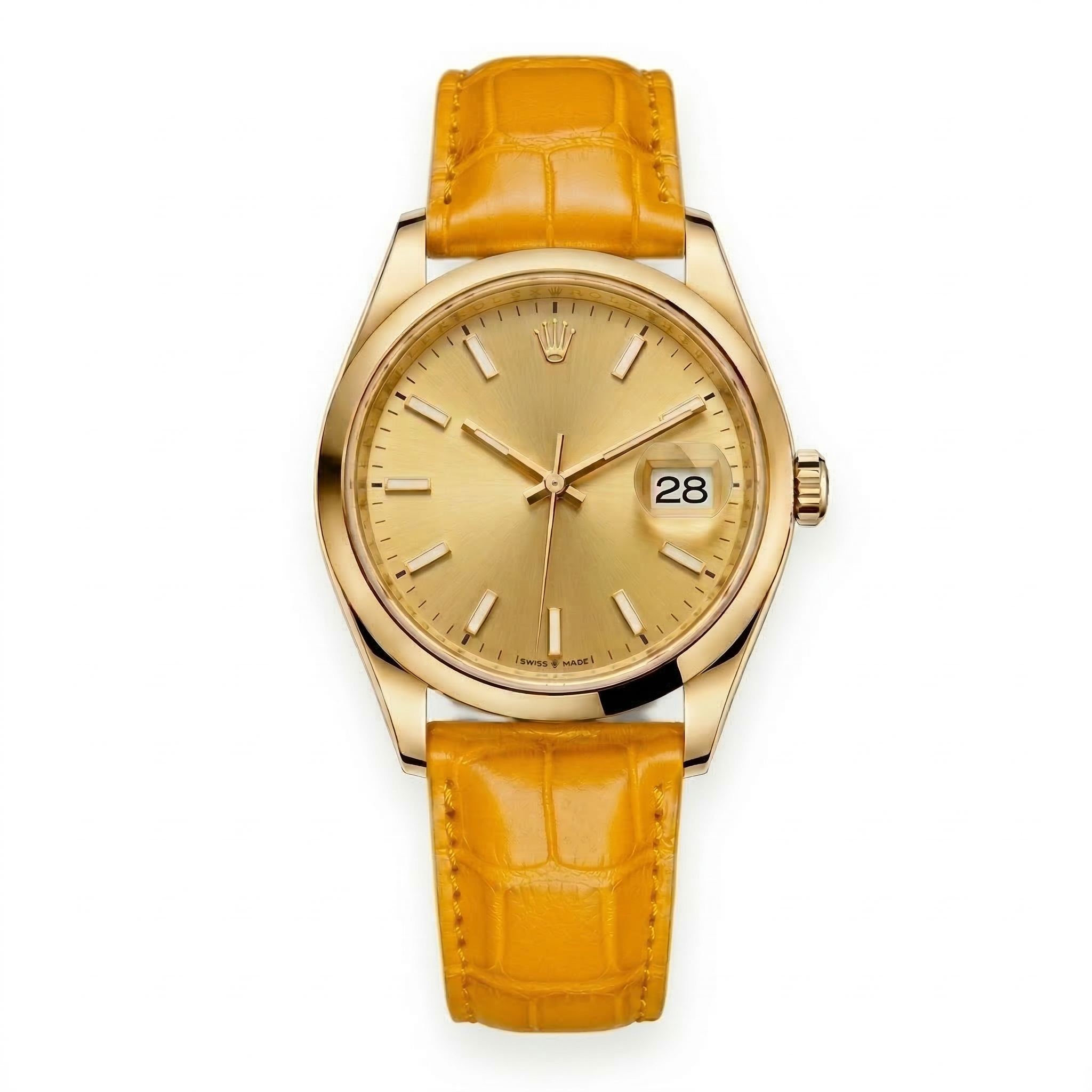 Bracelet de Montre Alligator Lisse Jaune