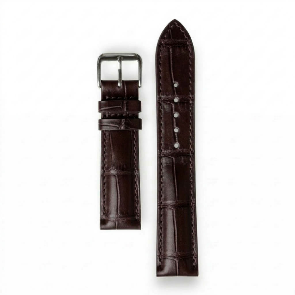 Bracelet de Montre Alligator Lisse Marron Chocolat