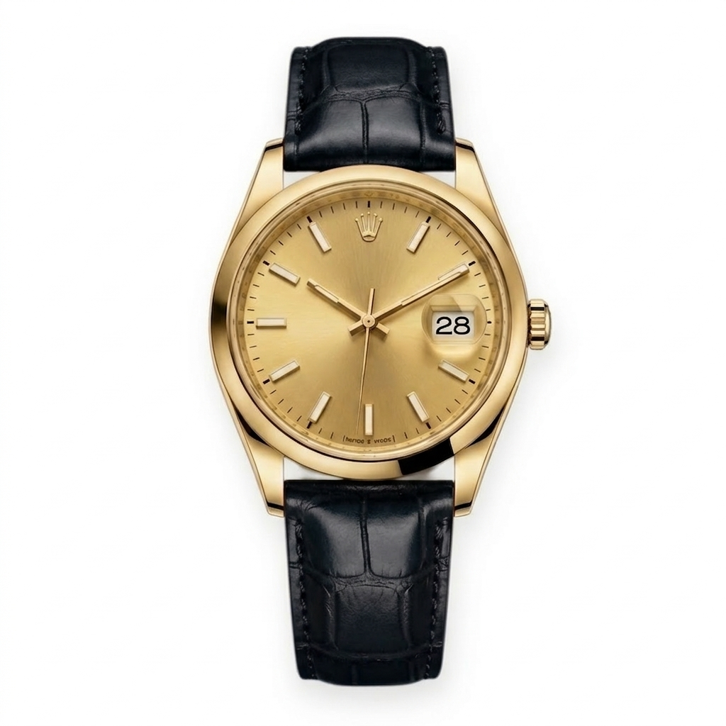 Bracelet de Montre Alligator Lisse Noir