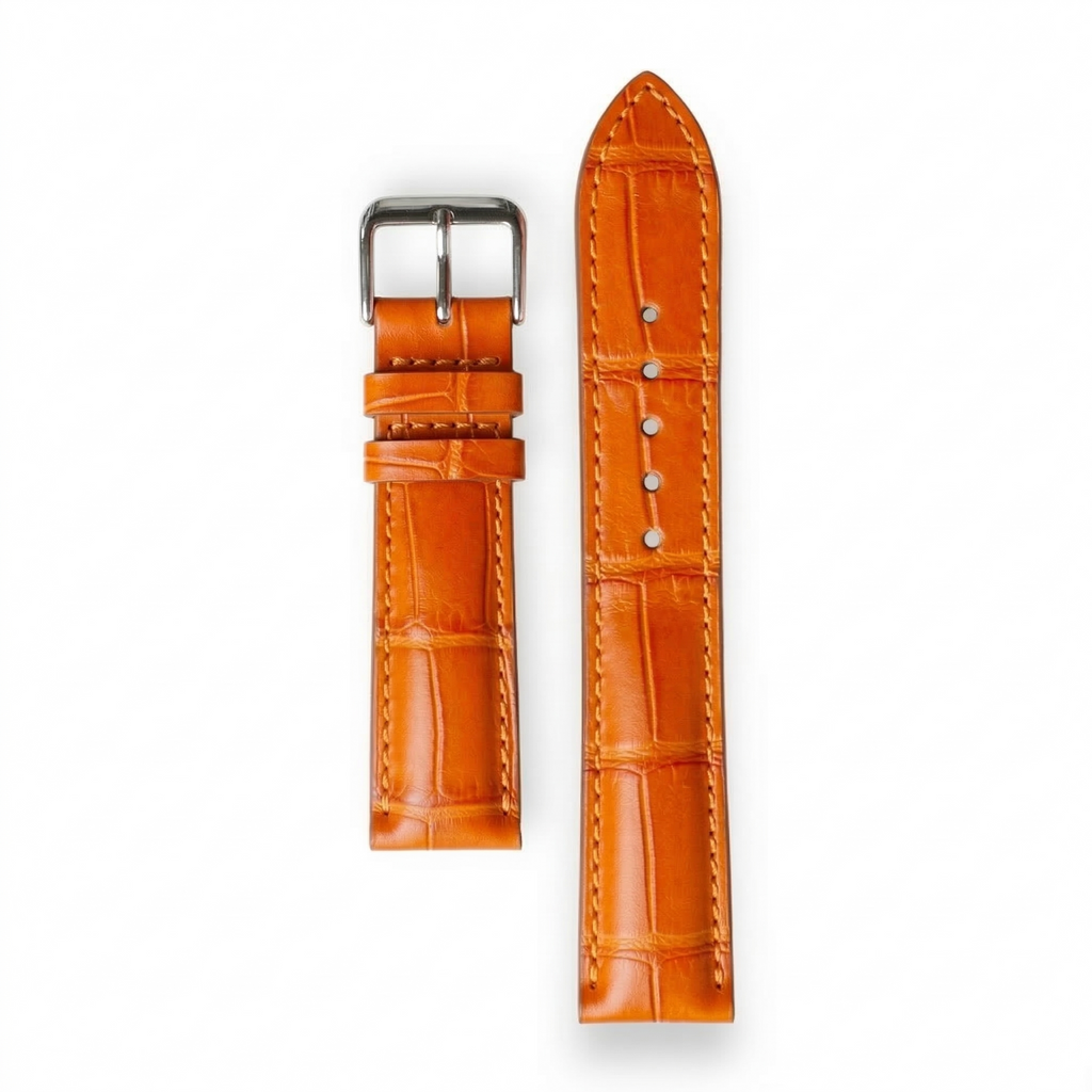 Bracelet de Montre Alligator Lisse Orange
