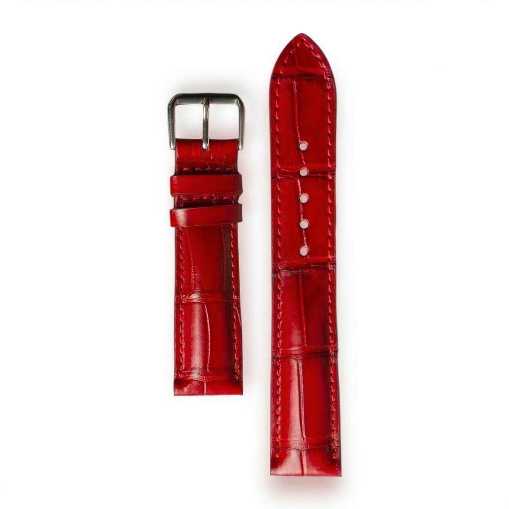 Bracelet de Montre Alligator Lisse Rouge