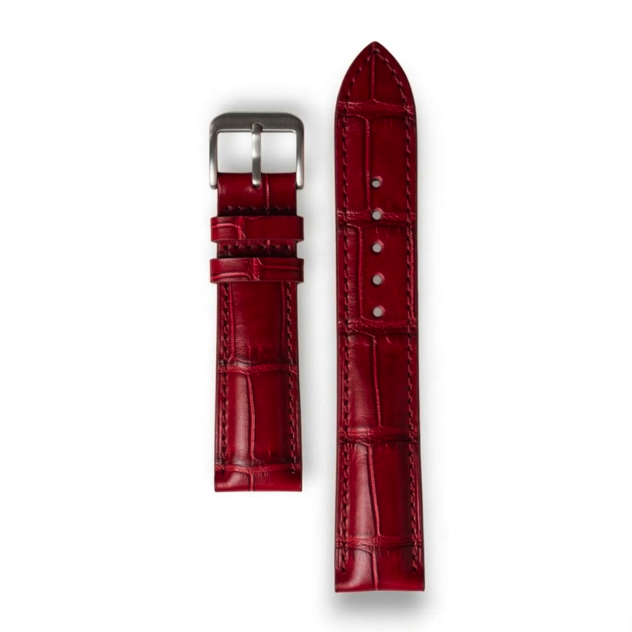 Bracelet de Montre Alligator Lisse Bordeaux
