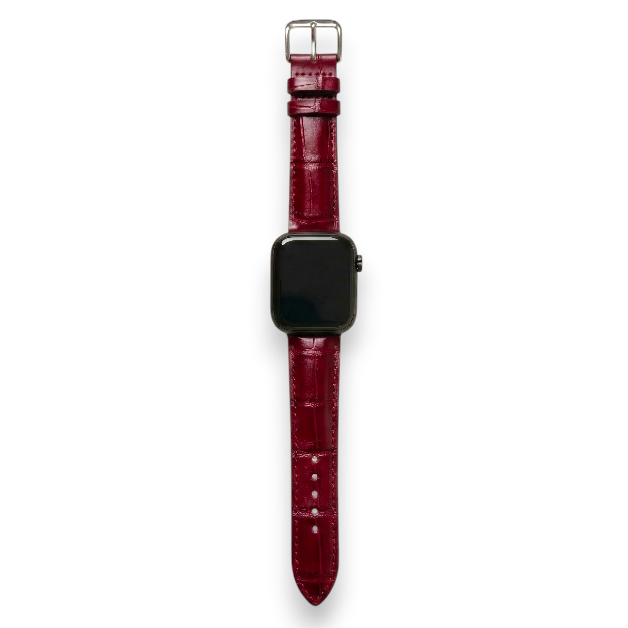 Bracelet de Montre Alligator Lisse Bordeaux