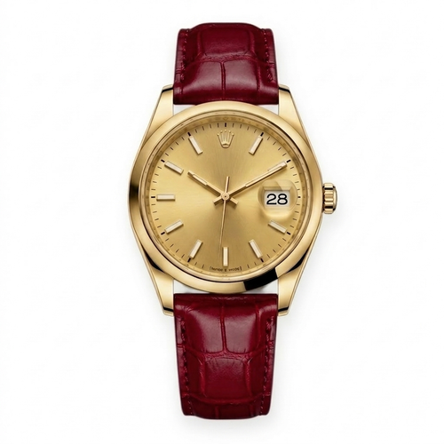 Bracelet de Montre Alligator Lisse Bordeaux