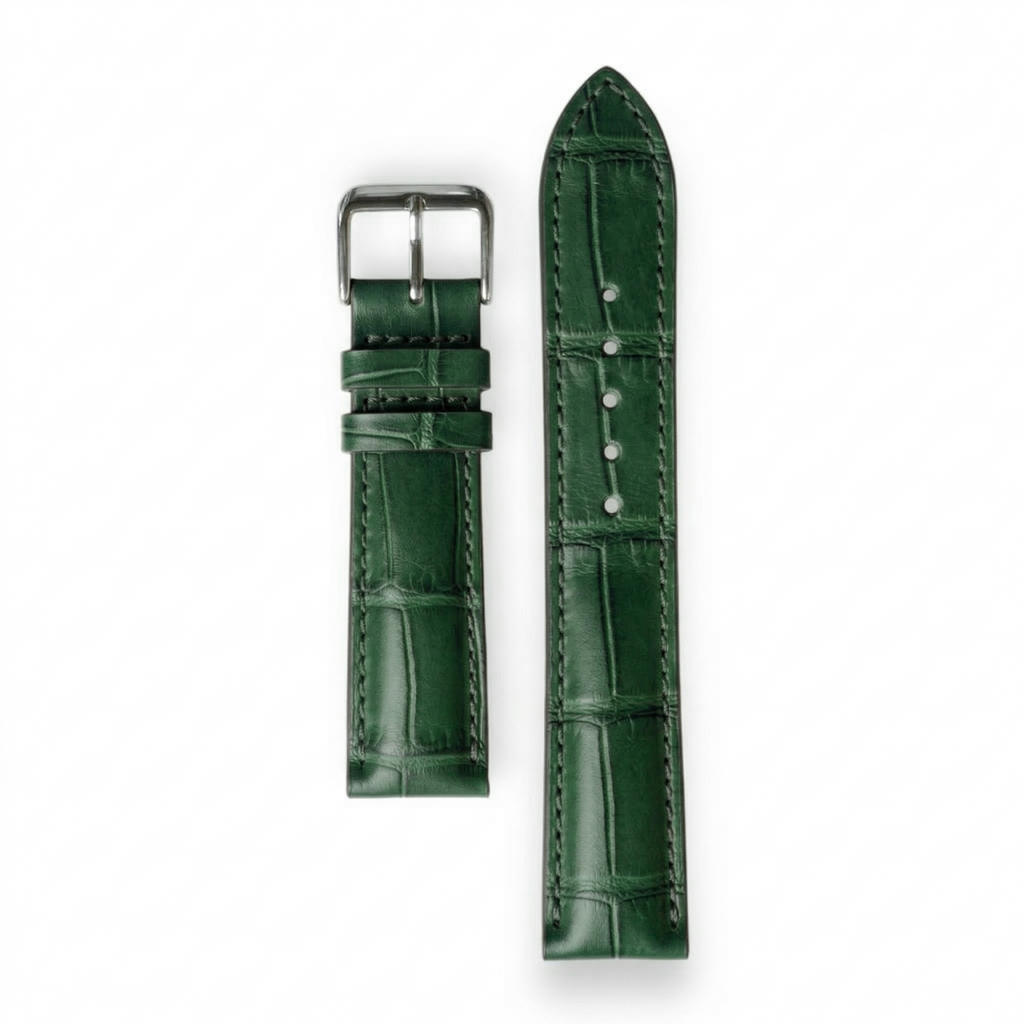 Bracelet de Montre Alligator Lisse Vert