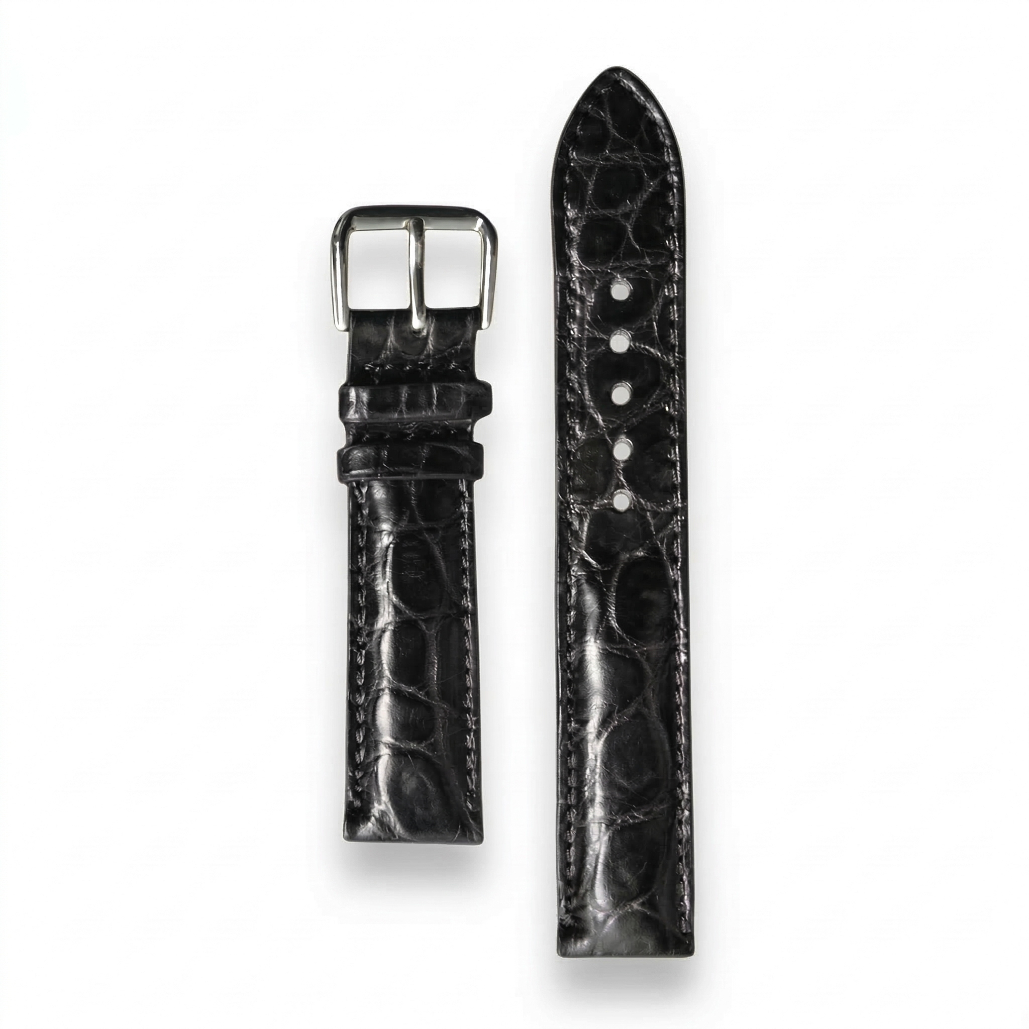 Bracelet de Montre Alligator Sauvage Noir