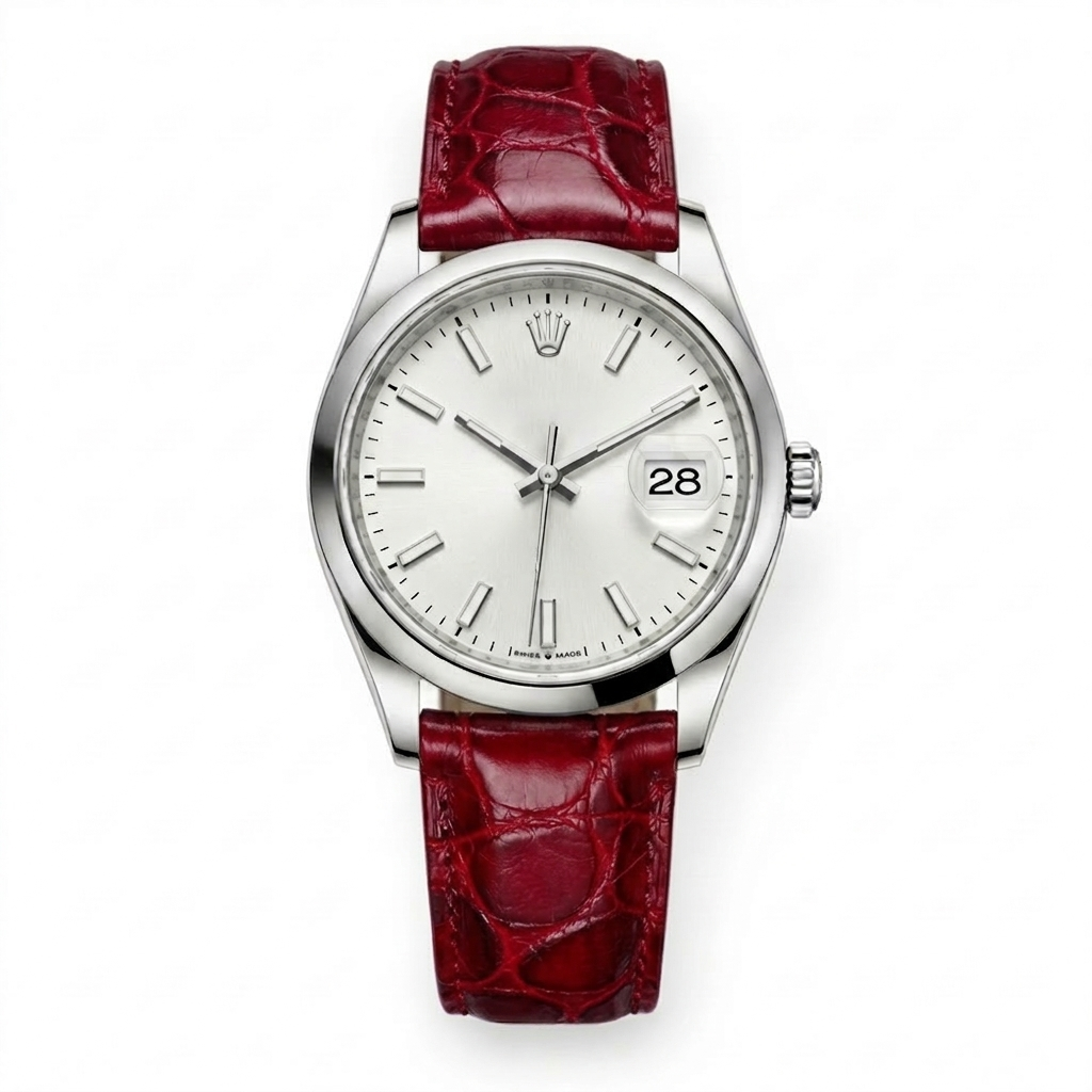 Bracelet de Montre Alligator Sauvage Bordeaux