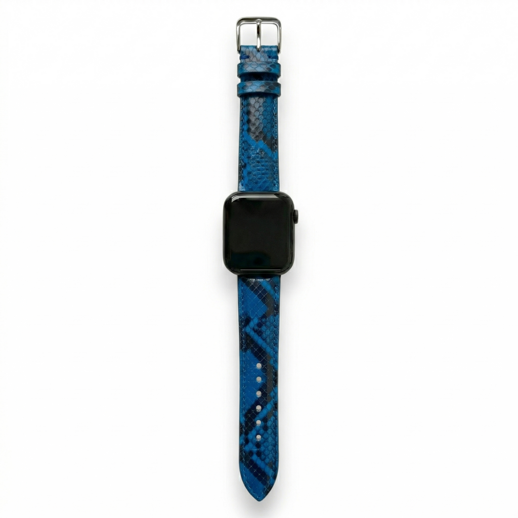 Bracelet de Montre Python Bleu Électrique
