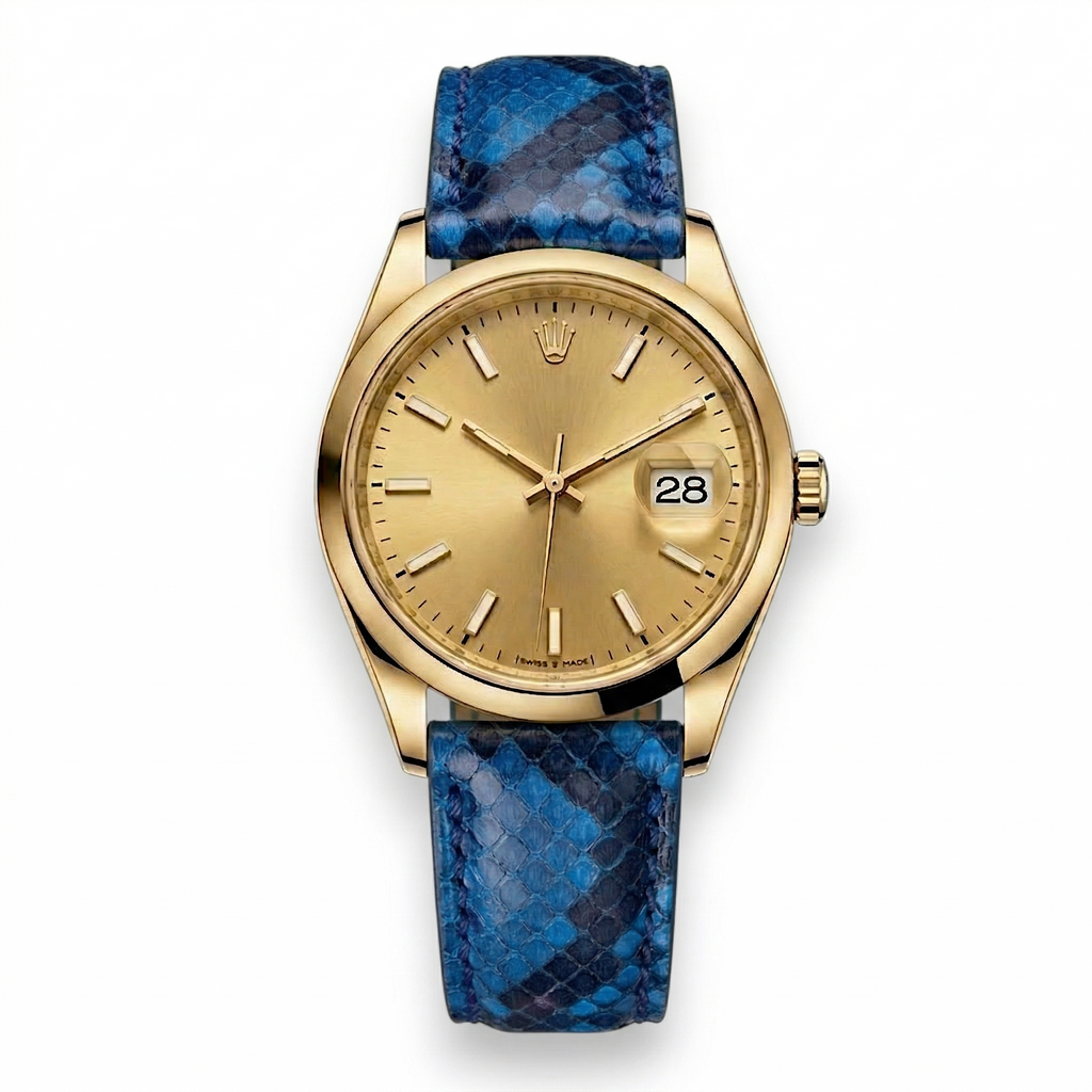 Bracelet de Montre Python Bleu Électrique