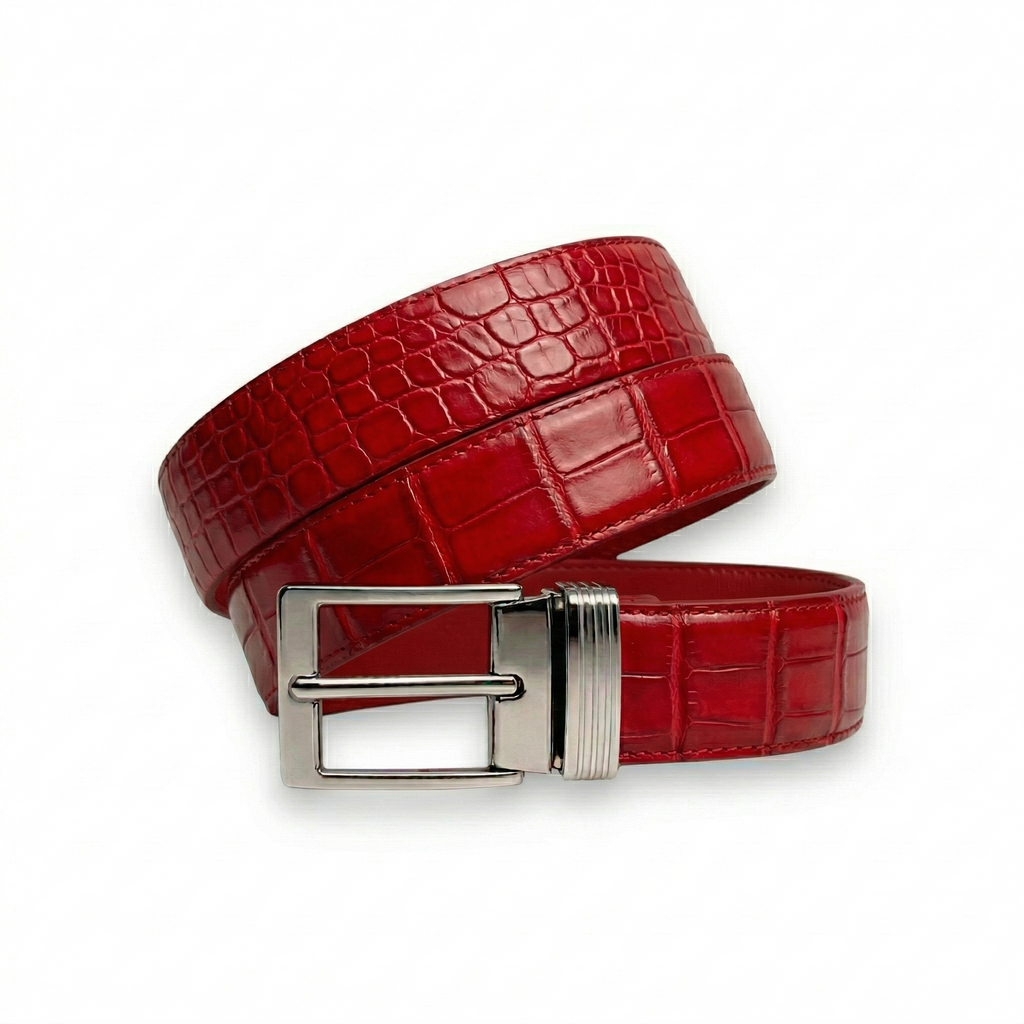 Ceinture Alligator Lisse Rouge