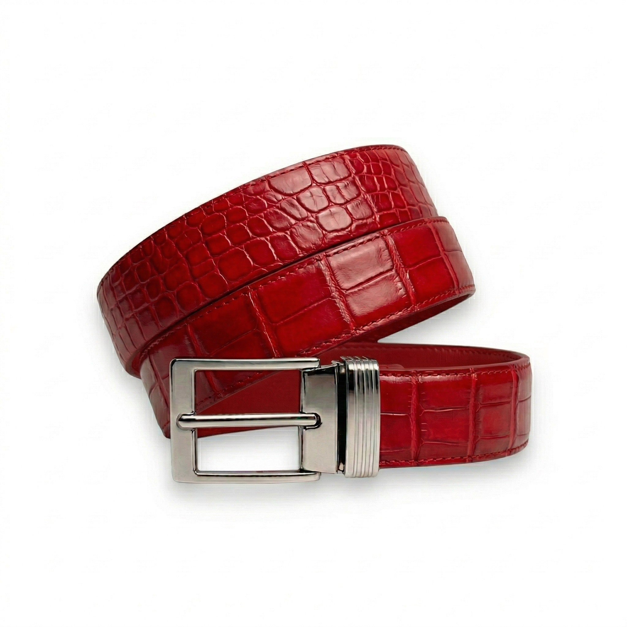 Ceinture Alligator Lisse Rouge