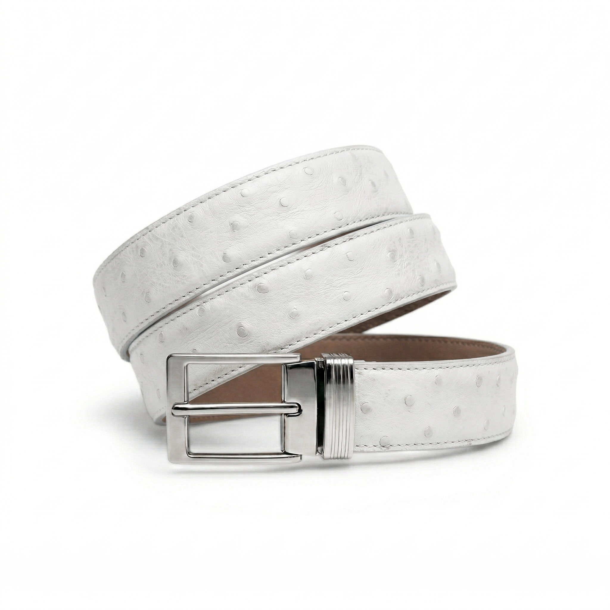 Ceinture en Autruche Blanche