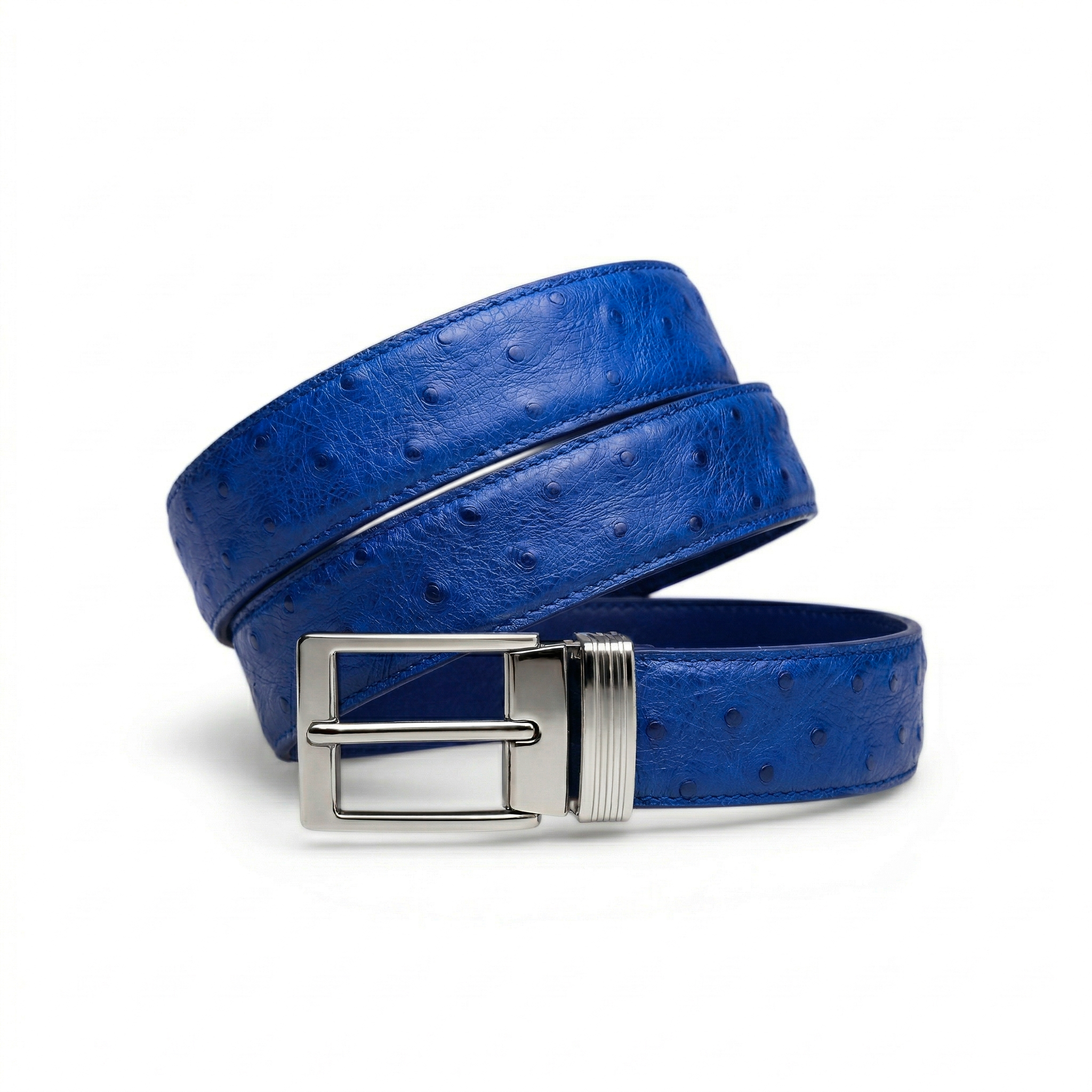 Ceinture en Autruche Bleu Électrique