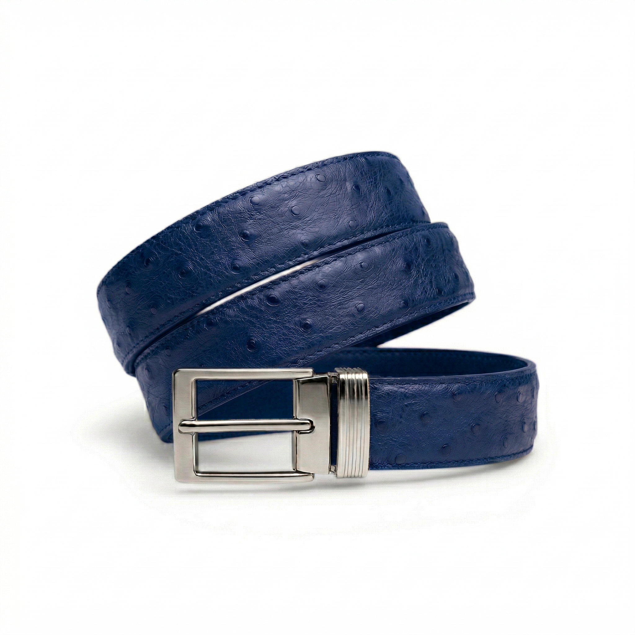 Ceinture en Autruche Bleu Minuit