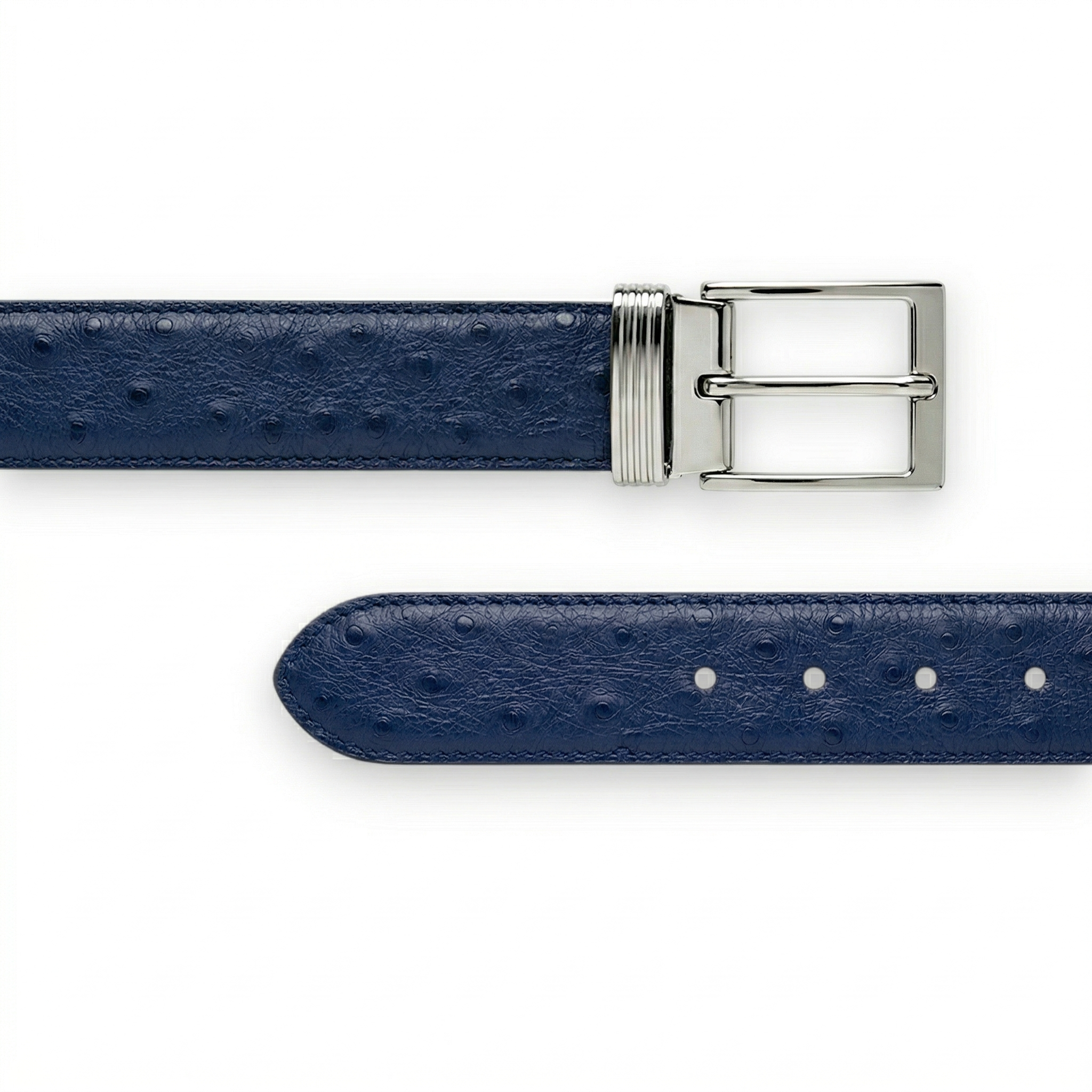 Ceinture en Autruche Bleu Minuit