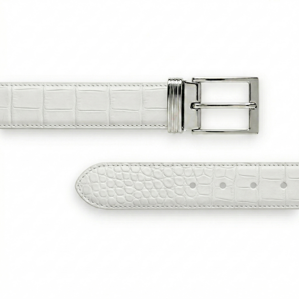 Ceinture Alligator Lisse Blanche