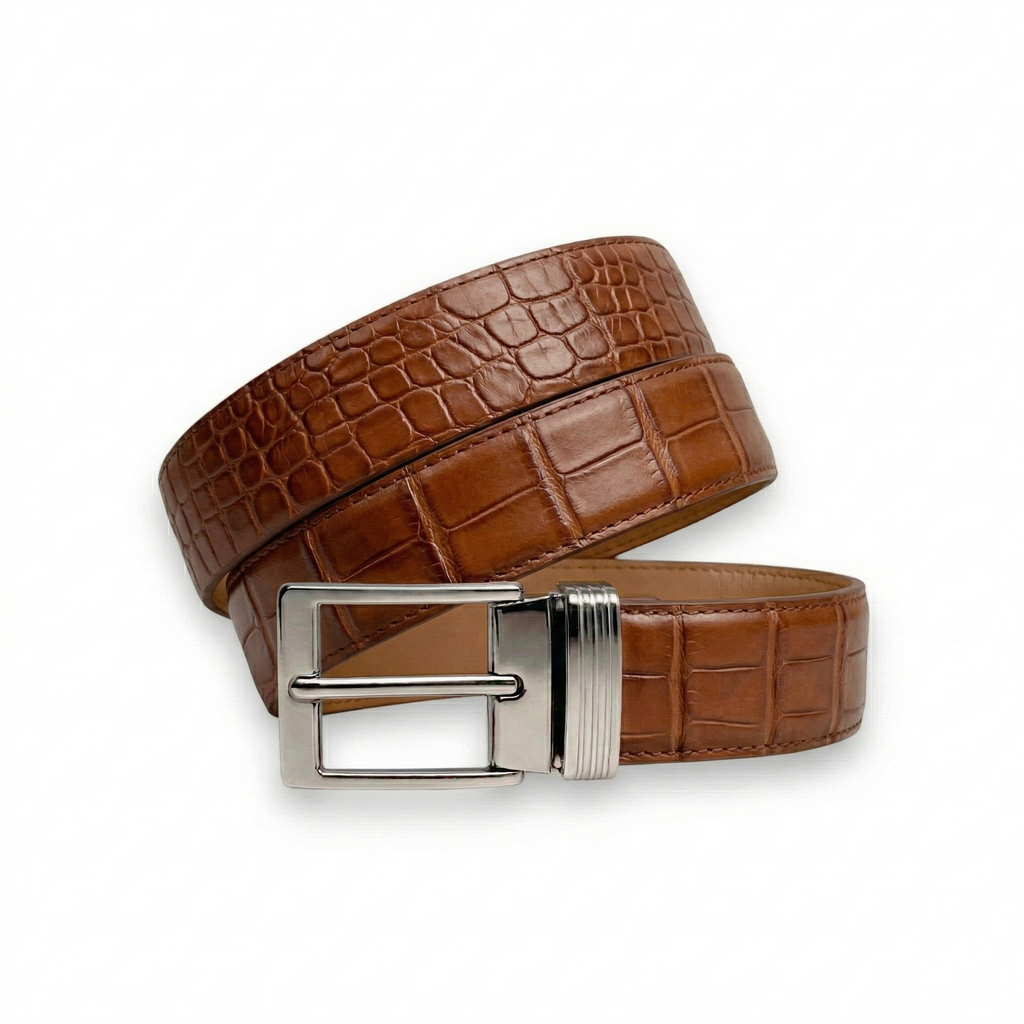 Ceinture Alligator Lisse Camel
