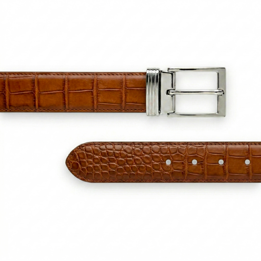 Ceinture Alligator Lisse Camel