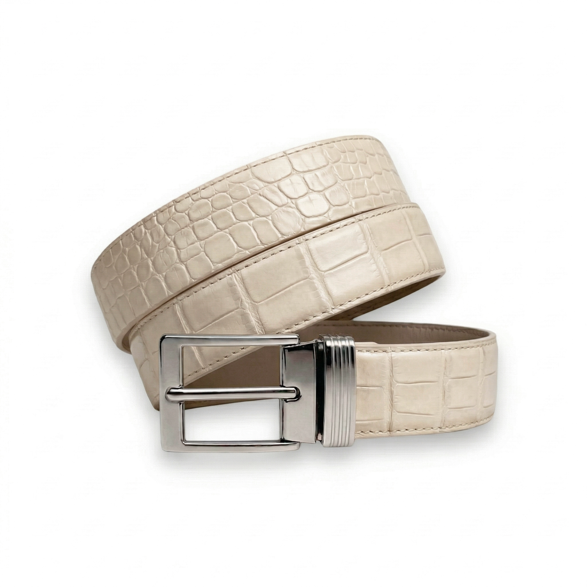 Ceinture Alligator Lisse Crème