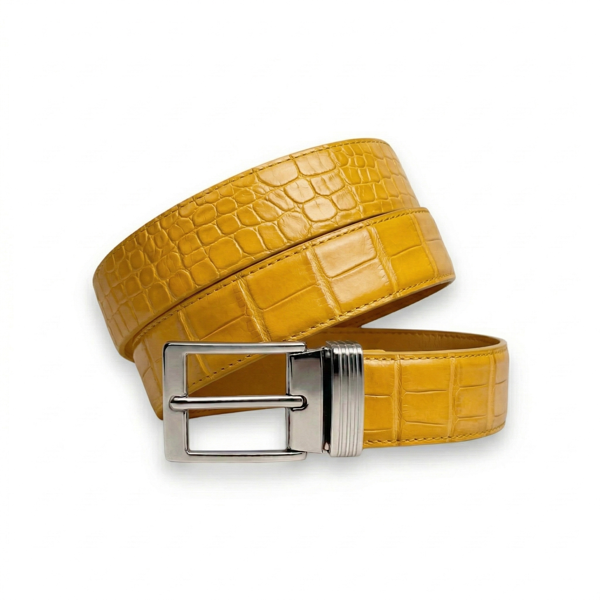 Ceinture Alligator Lisse Jaune