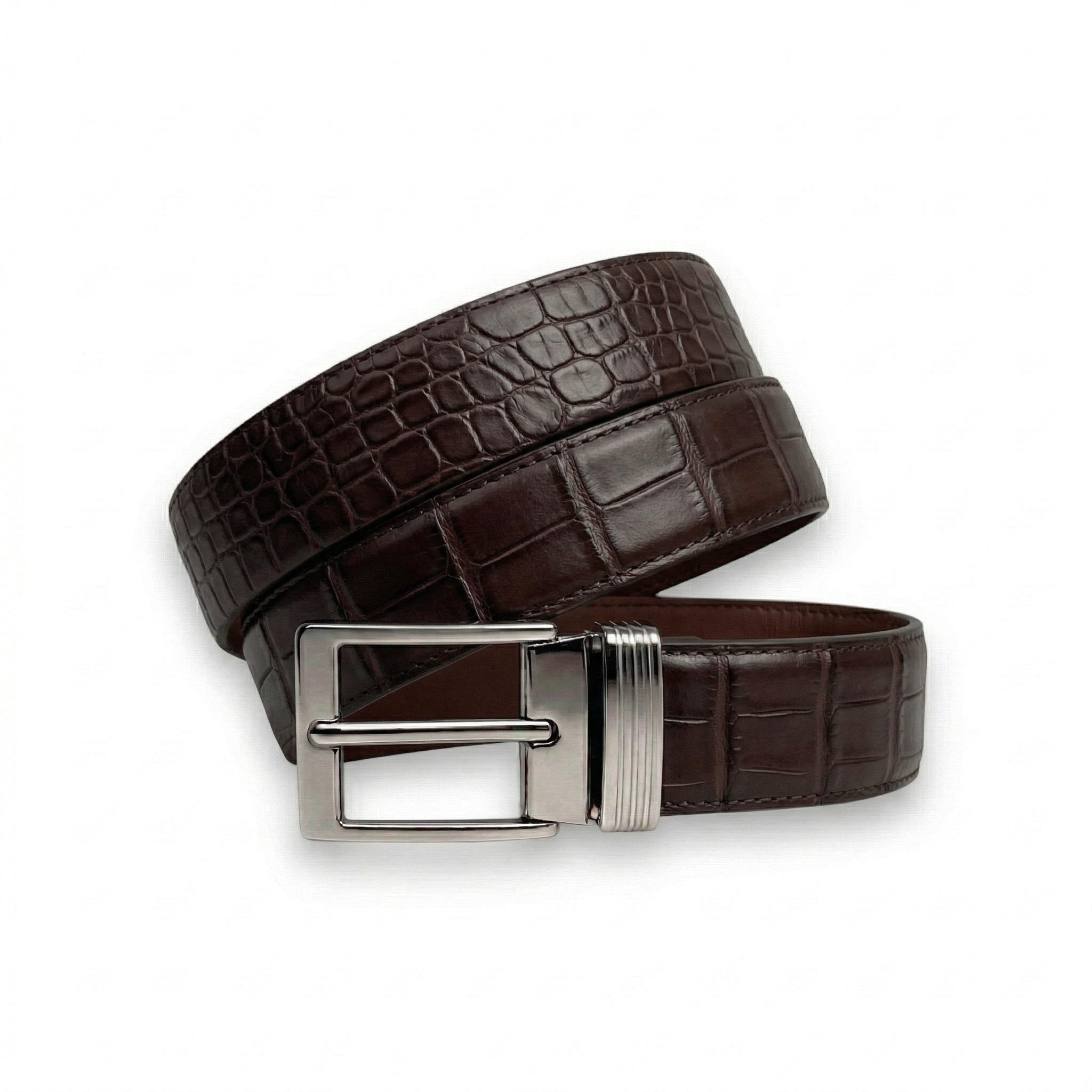 Ceinture Alligator Lisse Chocolat