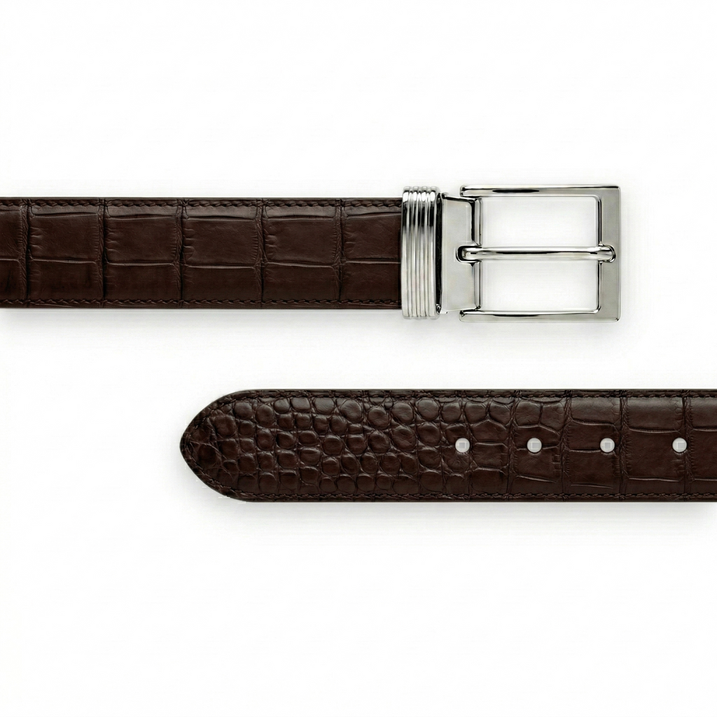 Ceinture Alligator Lisse Chocolat