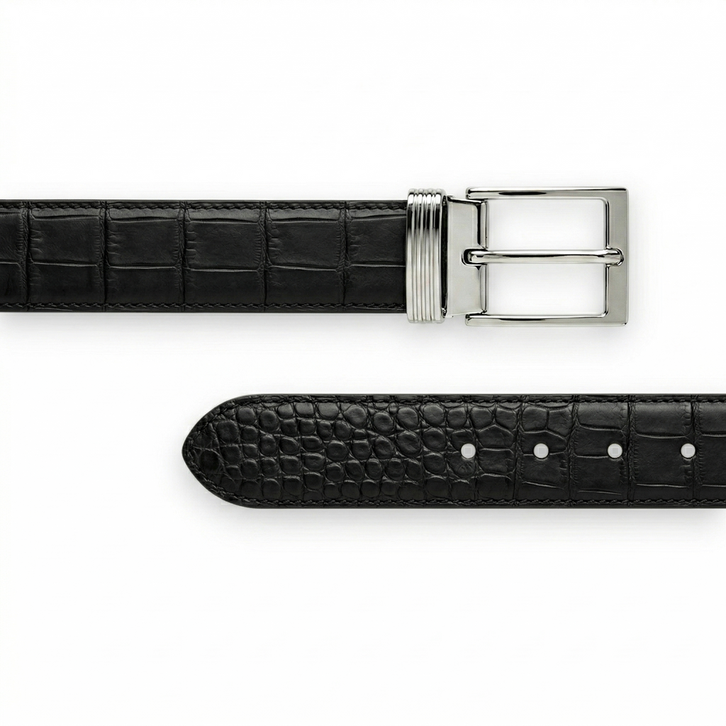 Ceinture Alligator Lisse Noir