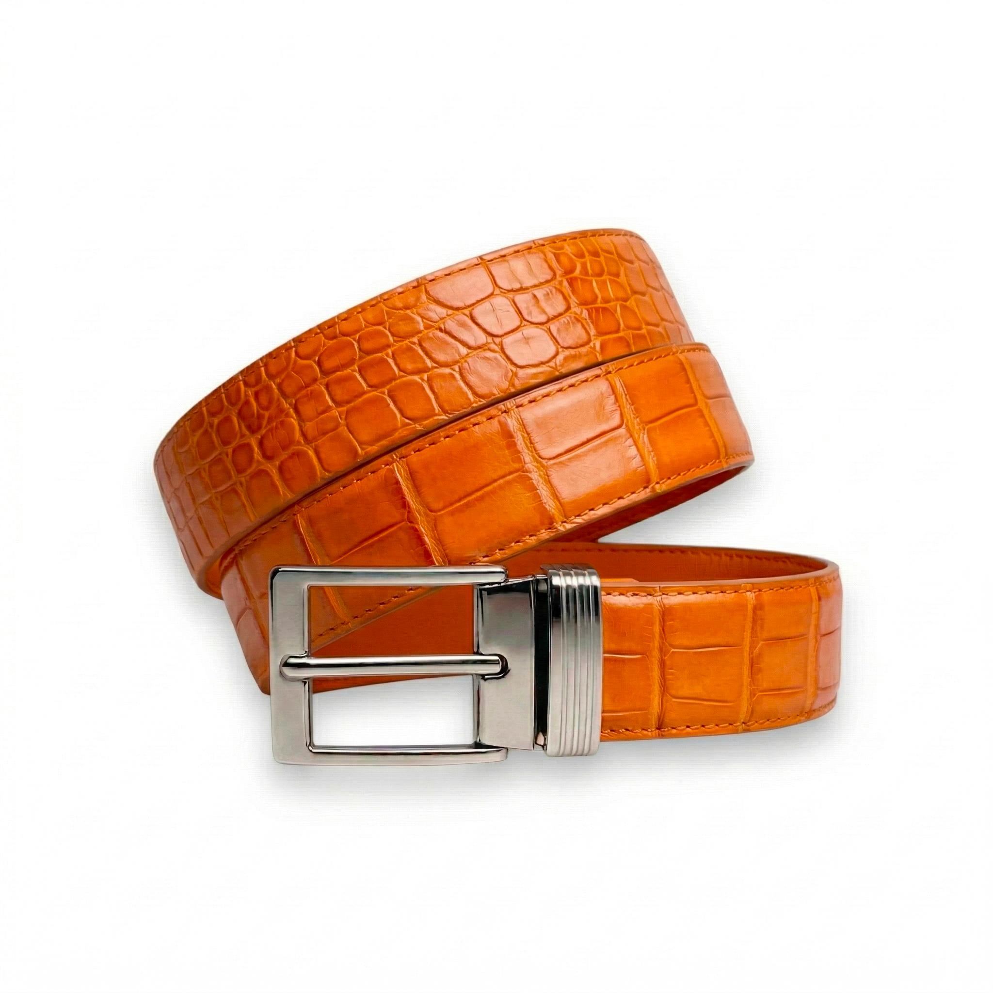 Ceinture Alligator Lisse Orange