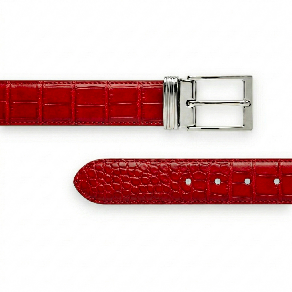 Ceinture Alligator Lisse Rouge