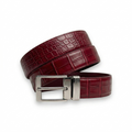 Ceinture Alligator Lisse Bordeaux