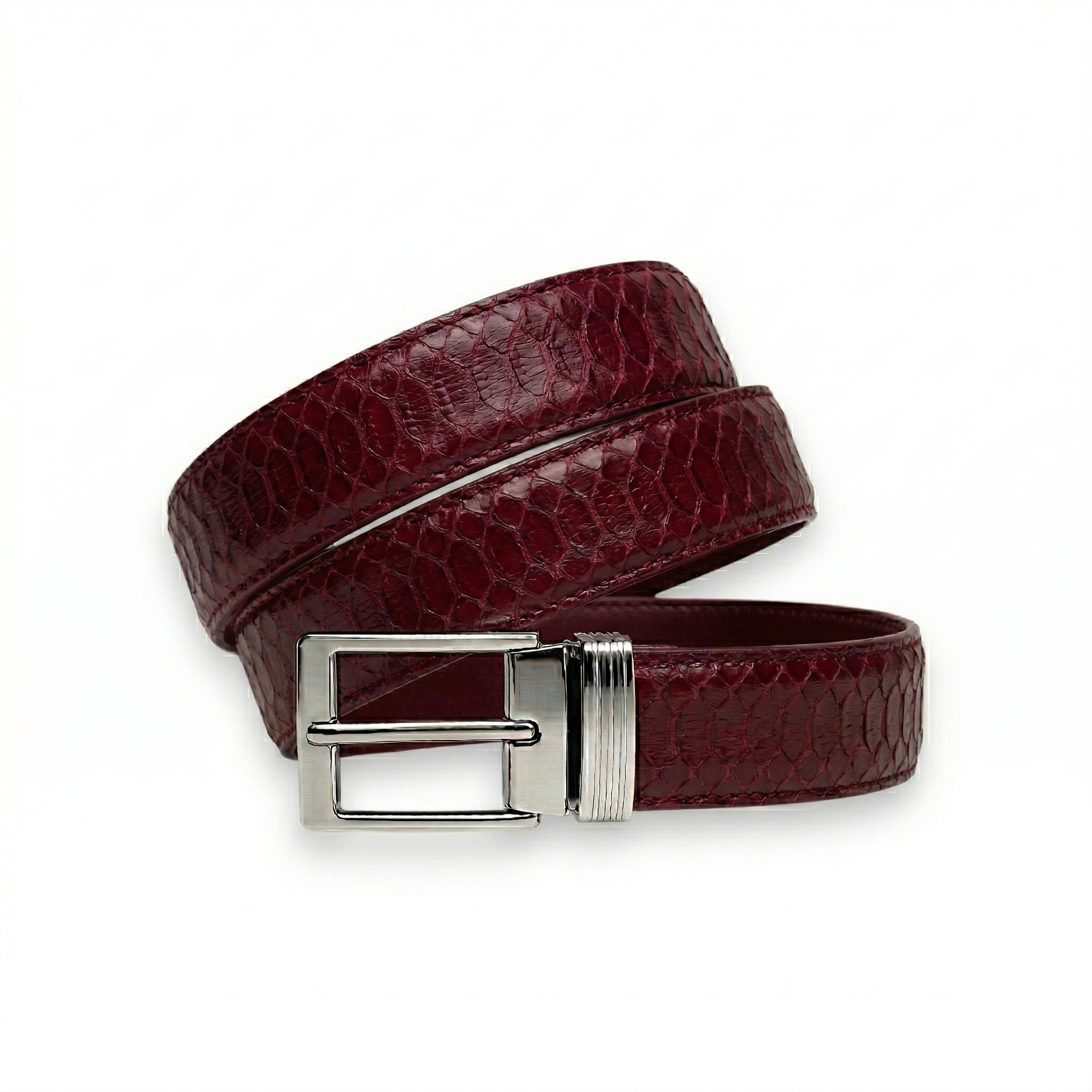 Ceinture Python Bordeaux